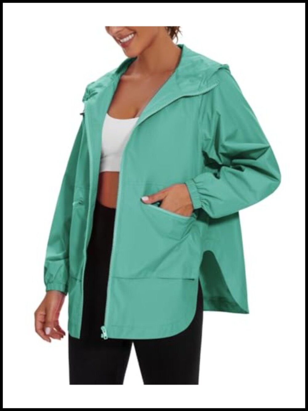 Womens Waterproof Raincoat Lightweight Rain Jacket Hooded Windbreaker Trench